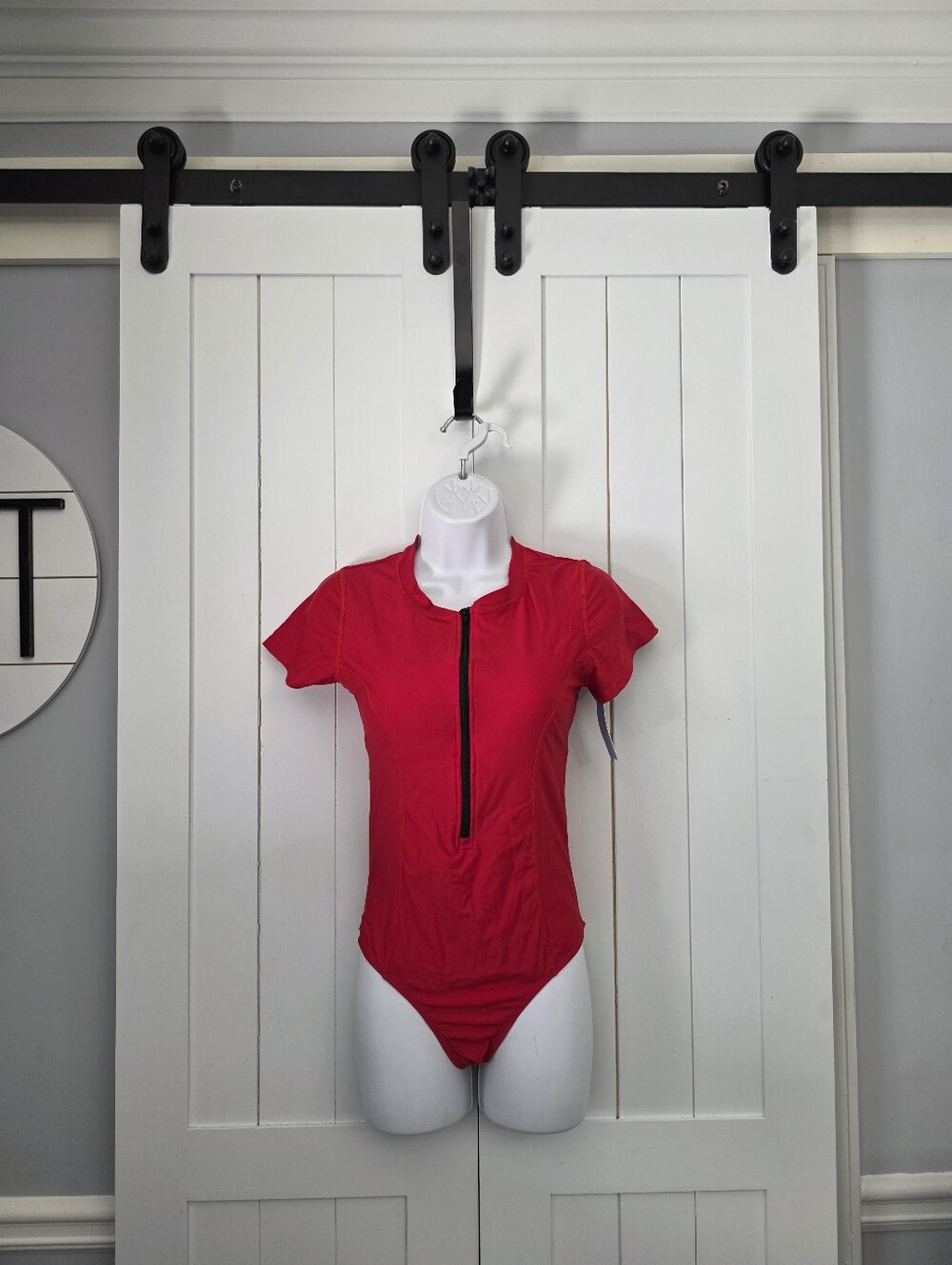 Younique Short Sleeve UV Protection Black Zipper Swimsuit. NEW!
